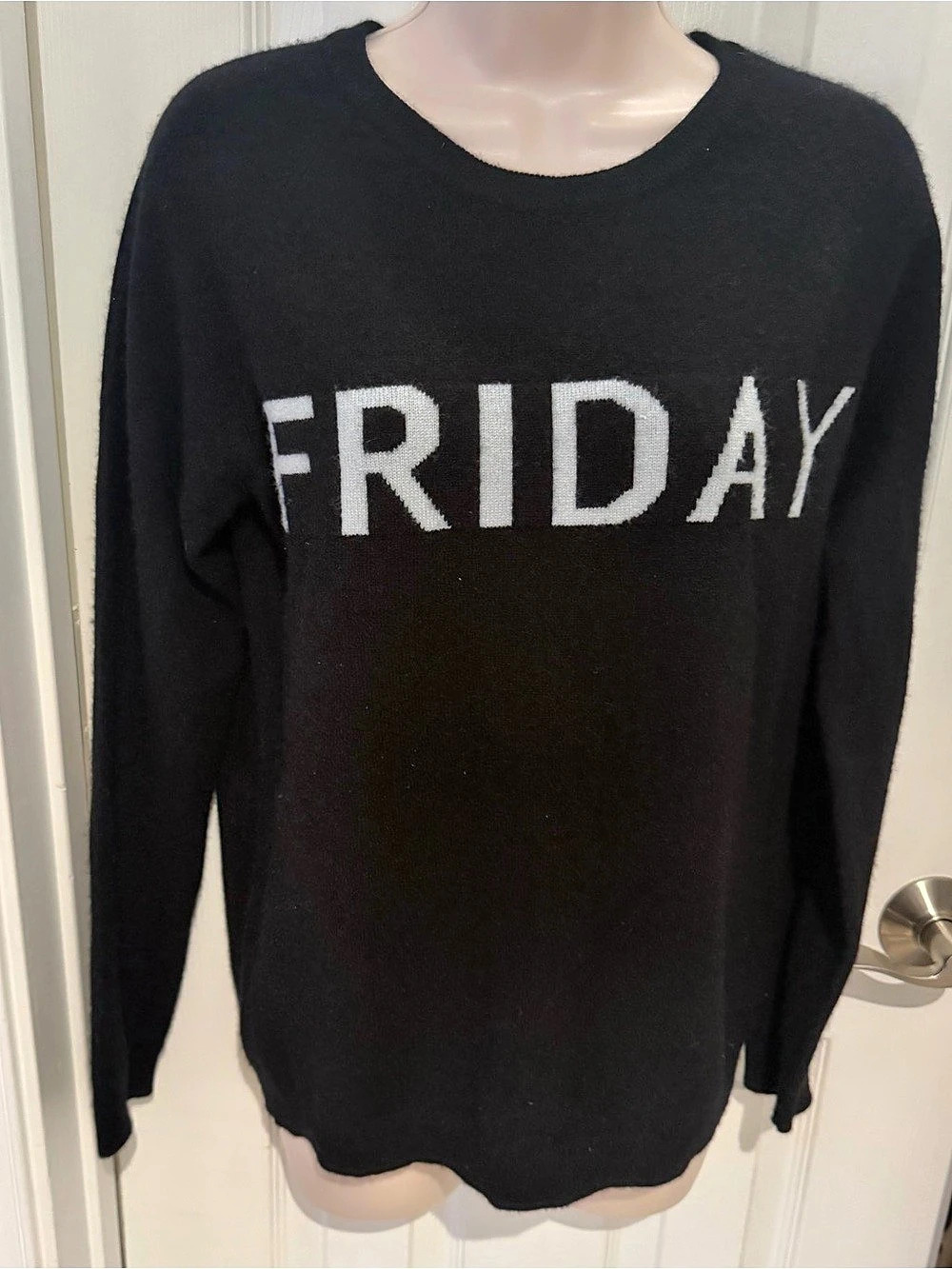 Cutter & Buck Friday Graphic Crewneck Cashmere Friday Sweater Black Large
